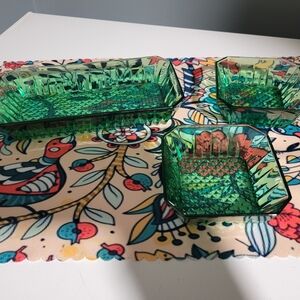 Vintage Emerald Green Dishes and Placemat